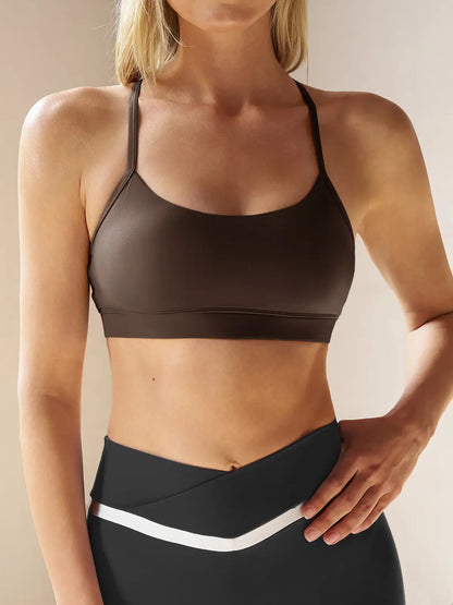 Padded Wireless Sports Bra – Y-Back Scoop Neck for Low-Impact Workouts