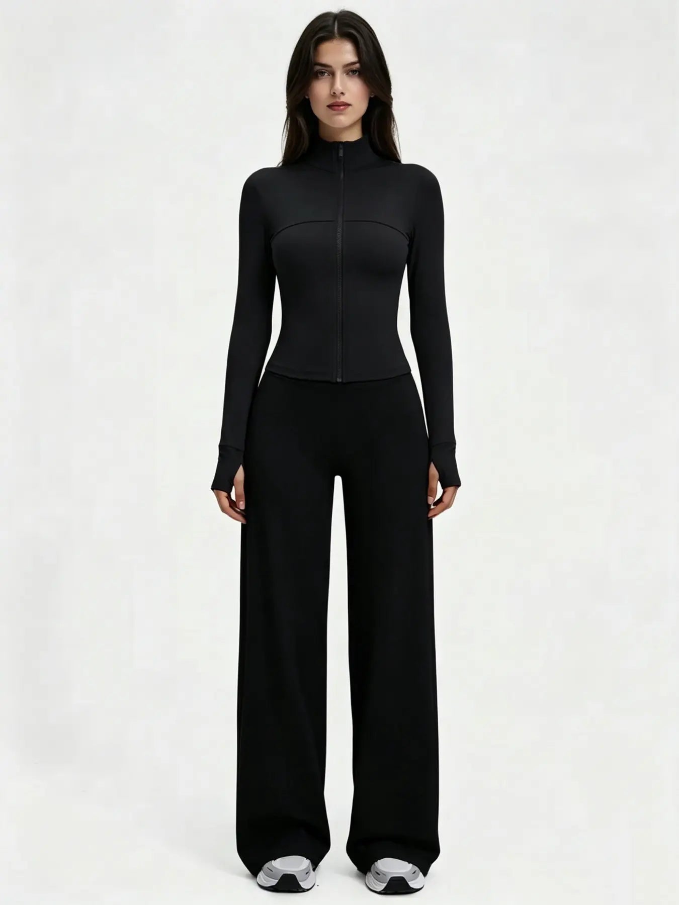 Yoga Set for Women, Long Sleeve Fitted Jacket + High Waist Pants, Quick Dry Sportswear for All Seasons, Perfect for Gym & Daily Wear