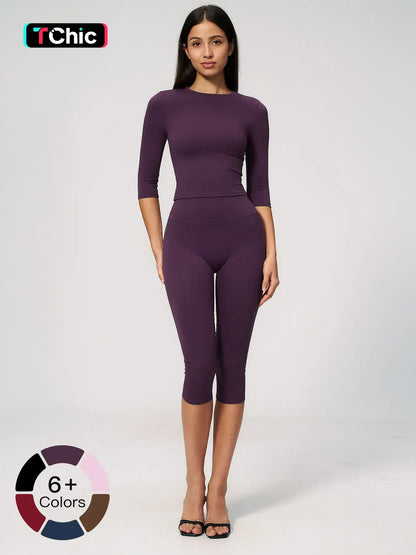 Women'S New Fleece Sports Two-Piece Set, High-Waist Slim-Fit for Pilates, Training, Running and Fitness Yoga, High Elastic Gym Activewear, Bodycon Workout Set