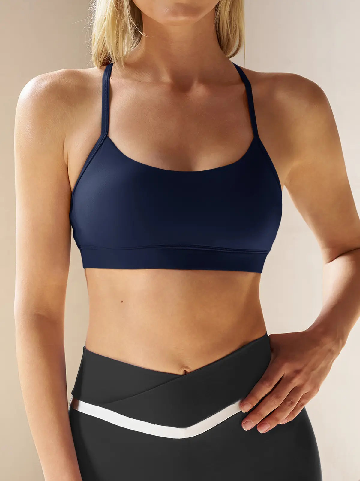 Padded Wireless Sports Bra – Y-Back Scoop Neck for Low-Impact Workouts