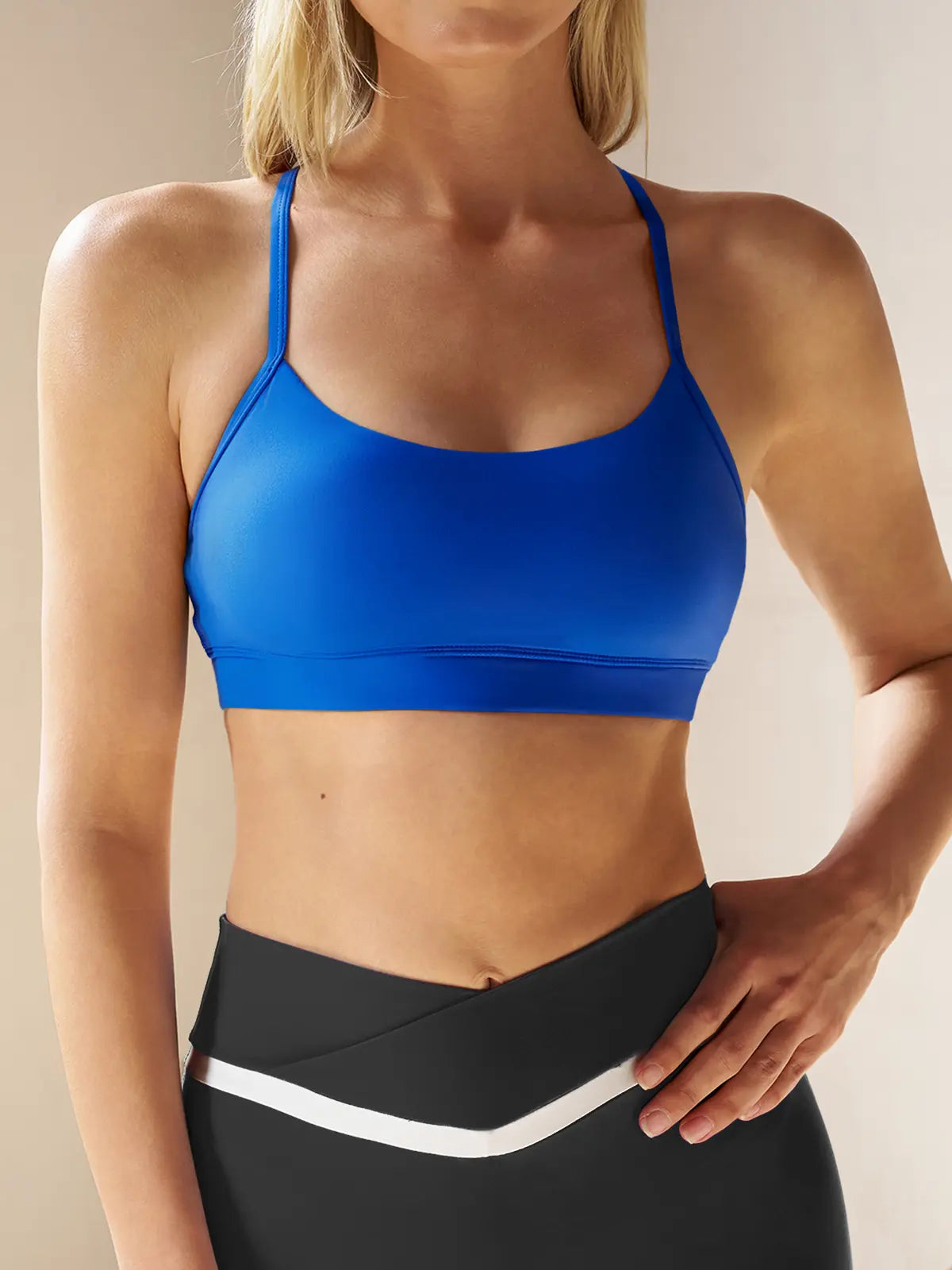Padded Wireless Sports Bra – Y-Back Scoop Neck for Low-Impact Workouts