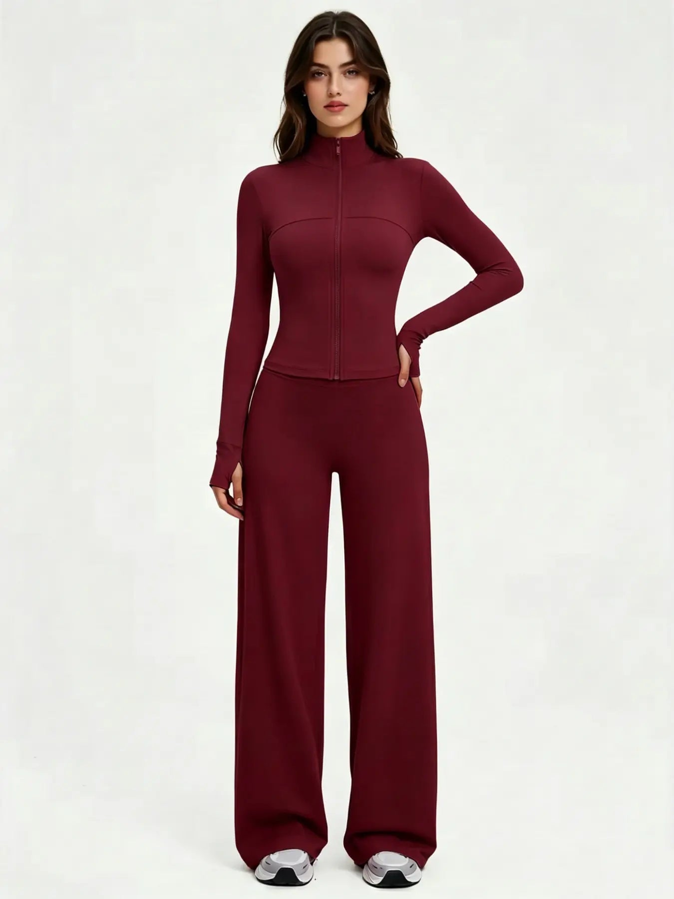 Yoga Set for Women, Long Sleeve Fitted Jacket + High Waist Pants, Quick Dry Sportswear for All Seasons, Perfect for Gym & Daily Wear