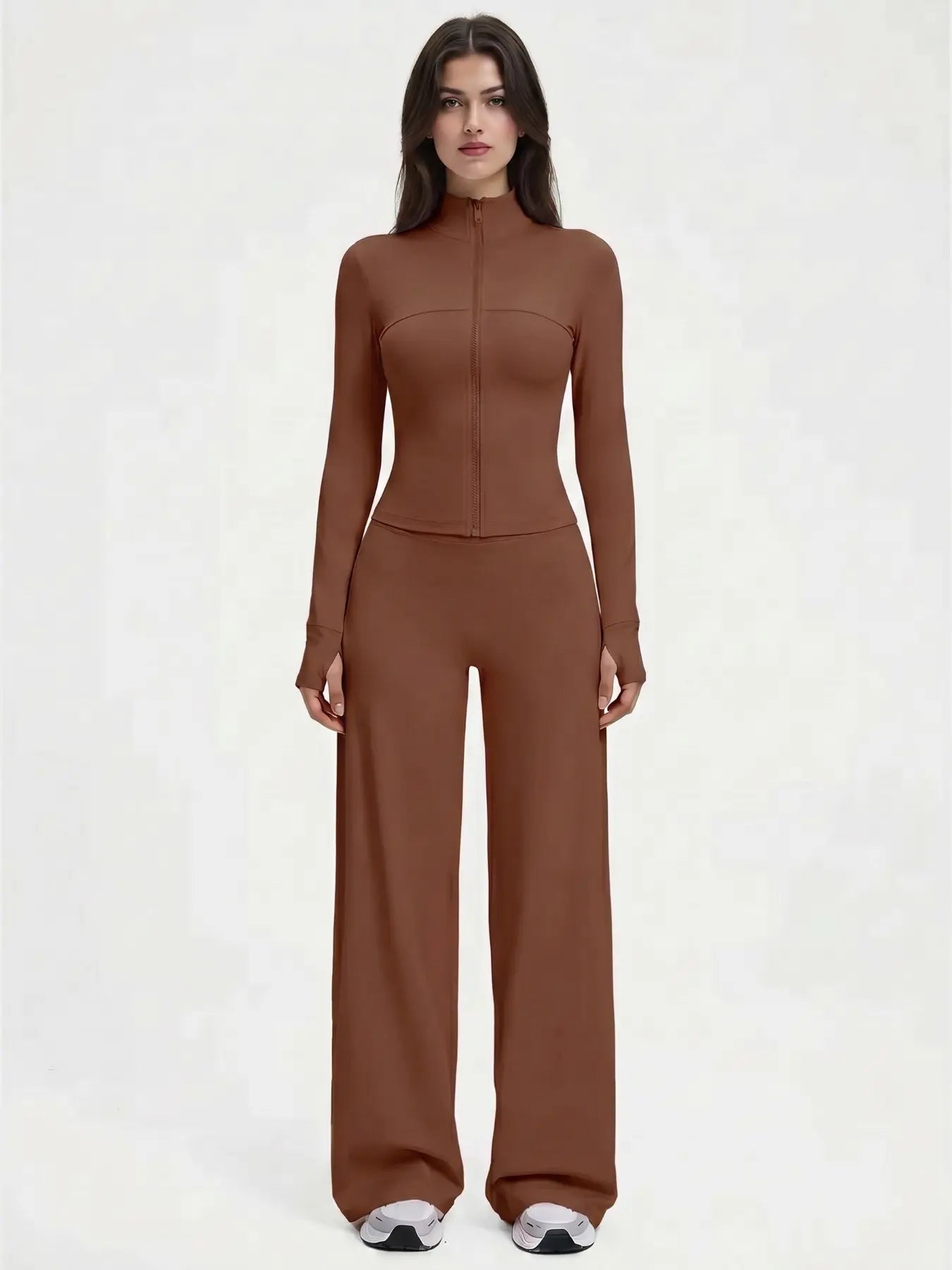 Yoga Set for Women, Long Sleeve Fitted Jacket + High Waist Pants, Quick Dry Sportswear for All Seasons, Perfect for Gym & Daily Wear