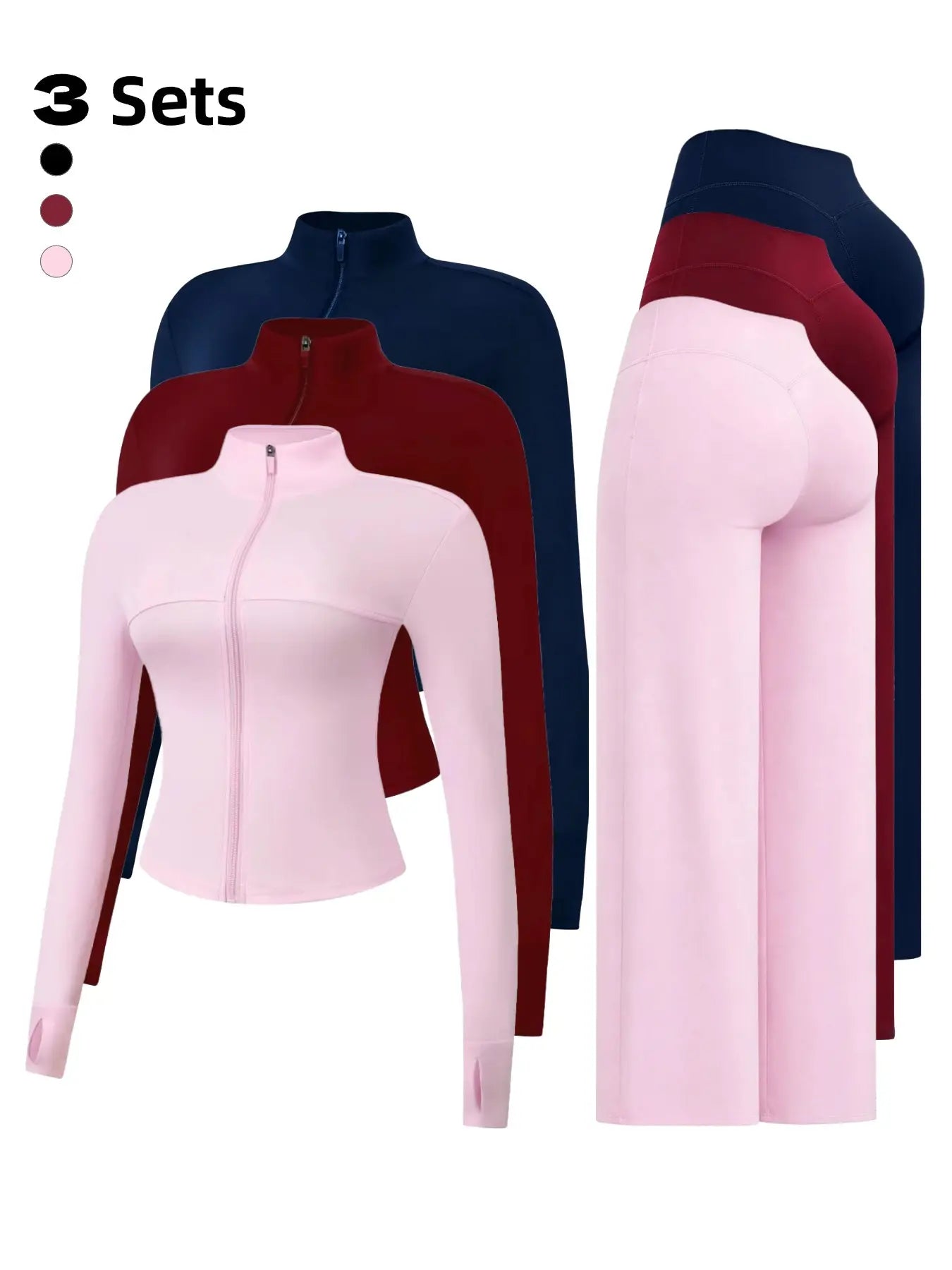 Yoga Set for Women, Long Sleeve Fitted Jacket + High Waist Pants, Quick Dry Sportswear for All Seasons, Perfect for Gym & Daily Wear