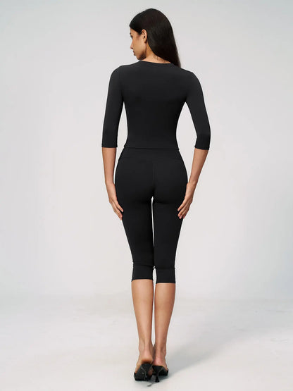 Women'S New Fleece Sports Two-Piece Set, High-Waist Slim-Fit for Pilates, Training, Running and Fitness Yoga, High Elastic Gym Activewear, Bodycon Workout Set