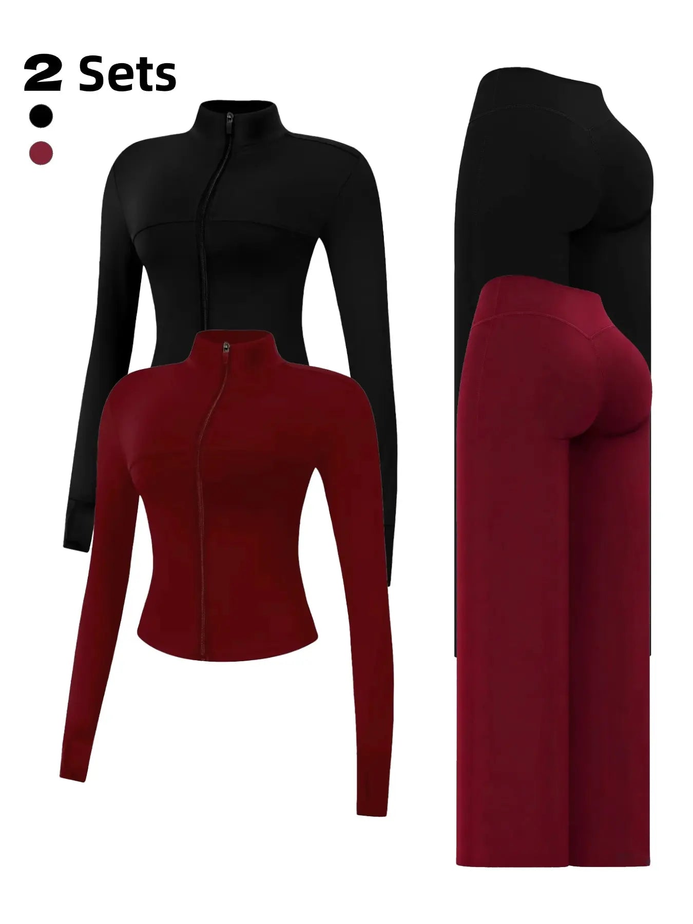 Yoga Set for Women, Long Sleeve Fitted Jacket + High Waist Pants, Quick Dry Sportswear for All Seasons, Perfect for Gym & Daily Wear