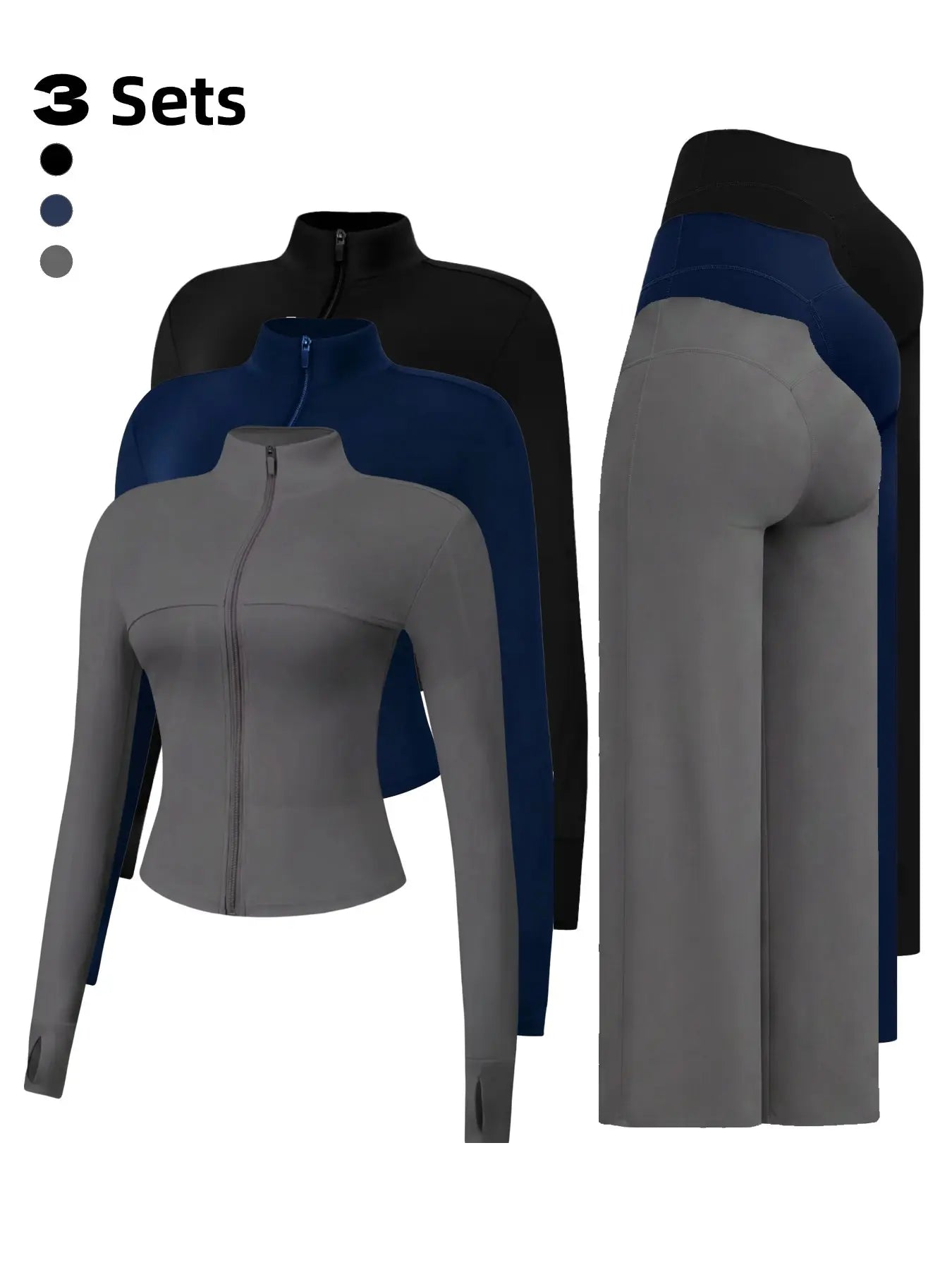 Yoga Set for Women, Long Sleeve Fitted Jacket + High Waist Pants, Quick Dry Sportswear for All Seasons, Perfect for Gym & Daily Wear